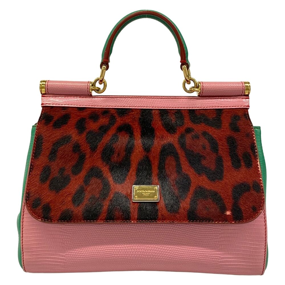 Dolce & Gabbana DOLCE&GABBANA Sicily Handbag Light Pink Green Multi Leather
